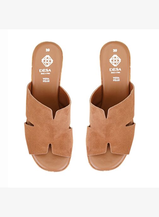 Kadın Taba Platform Topuklu Deri Terlik - Görsel 6