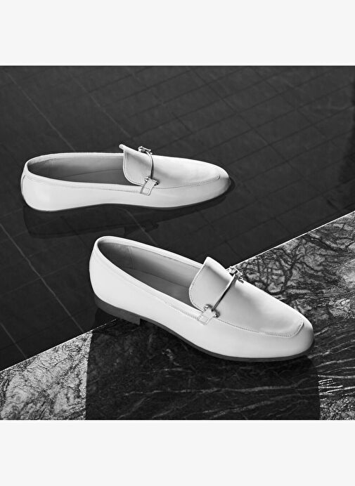 Kadın Pudra Rugan Deri Loafer - Görsel 7