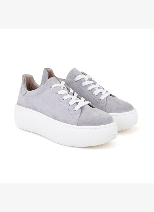 Kadın Gri Deri Günlük Ayakkabı - Görsel 3