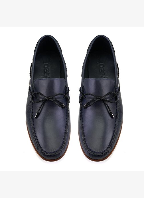 Erkek Lacivert Deri Loafer - Görsel 6