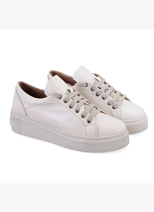 Kadın Bej Deri Spor Ayakkabı - Görsel 3