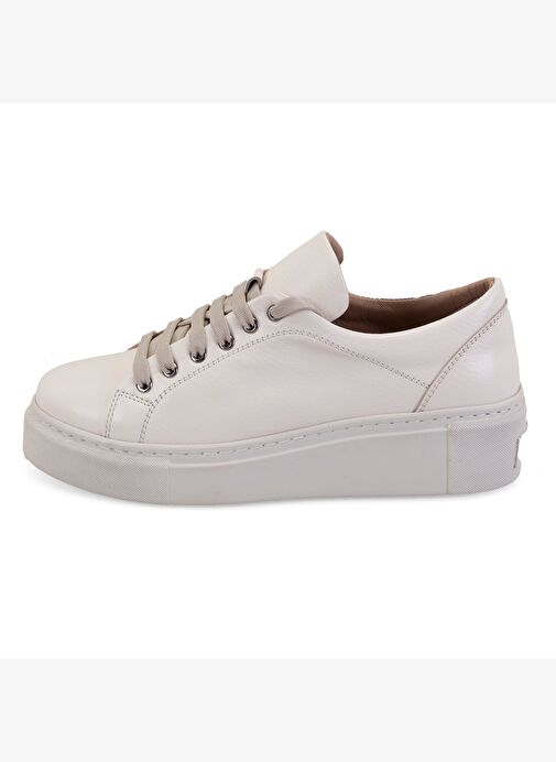 Kadın Bej Deri Spor Ayakkabı - Görsel 4