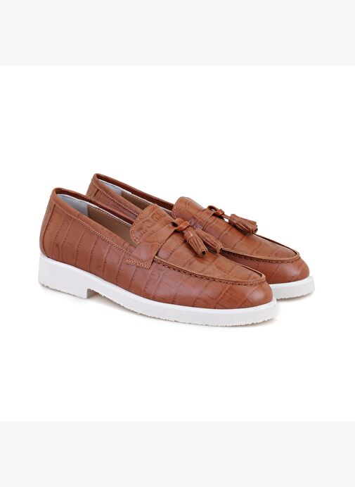 Desa Desa Kahverengi Kadın Kahve Kroko Baskılı Deri Loafer | Boyner Kahverengi - 3. görsel