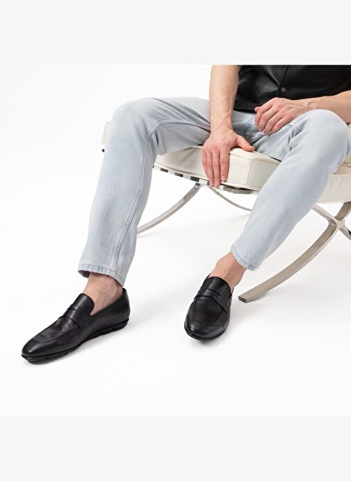 Derek Siyah Erkek Deri Günlük Ayakkabı - Görsel 2