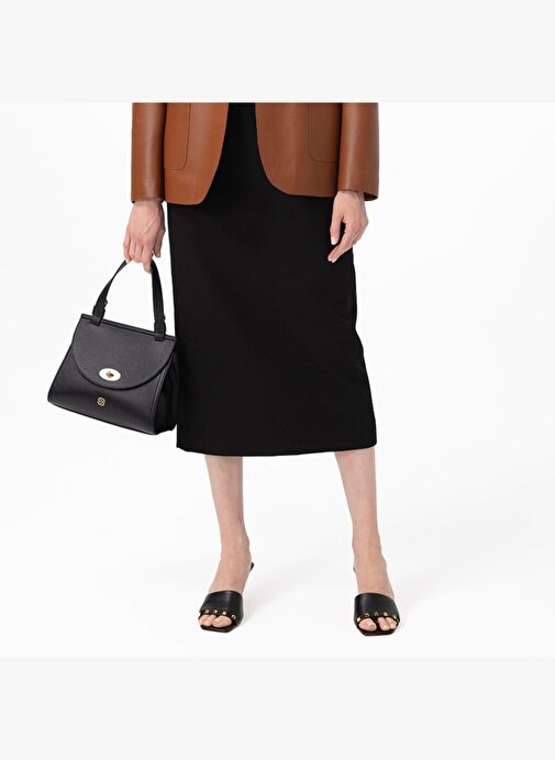 Kadın Siyah Topuklu Deri Terlik - Görsel 7