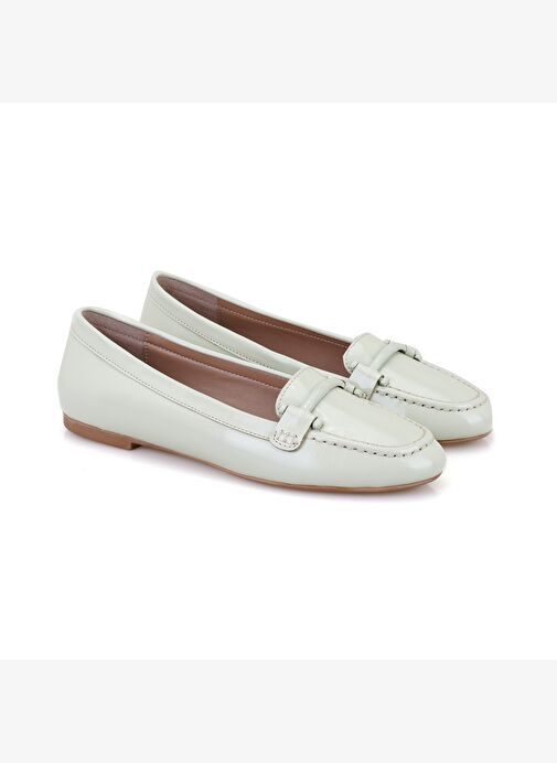 Kadın Açık Yeşil Deri Babet - Görsel 2