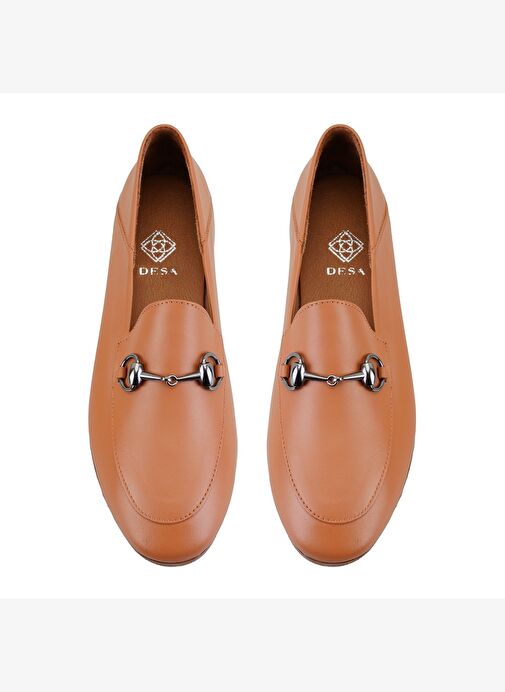 Kadın Taba Toka Aksesuarlı Deri Babet - Görsel 6