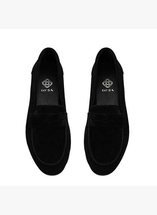 Kadın Siyah Süet Deri Loafer - Görsel 6
