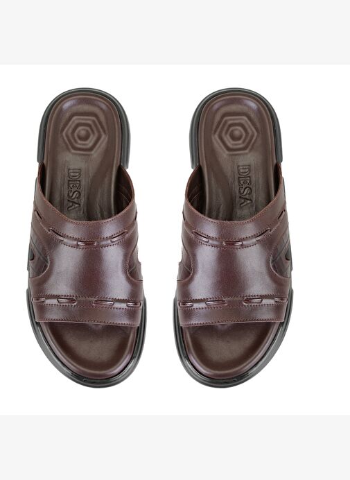 Herbert Kahve Erkek Deri Terlik - Görsel 6