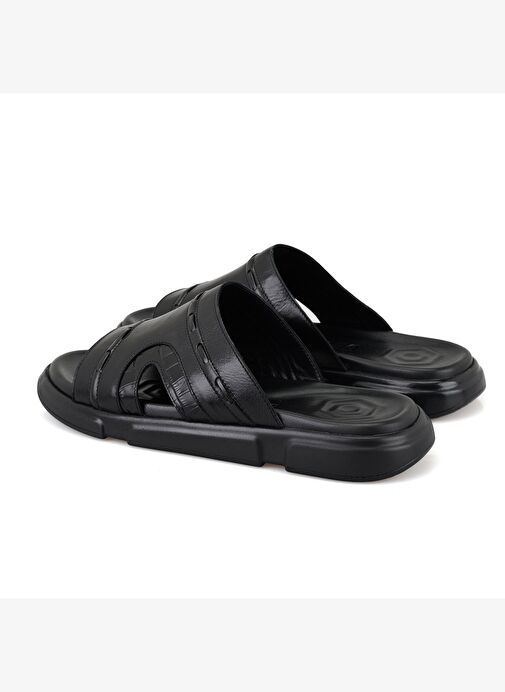 Herbert Siyah Erkek Deri Terlik - Görsel 5