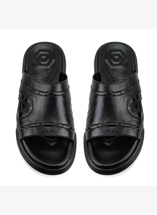 Herbert Siyah Erkek Deri Terlik - Görsel 6