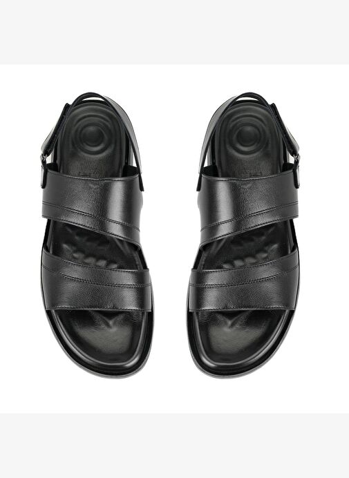 Jack Siyah Erkek Deri Sandalet - Görsel 5