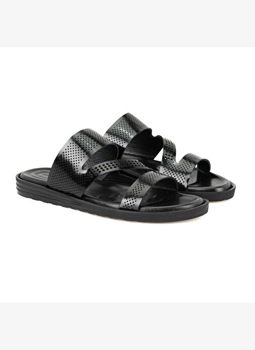 Joseph Siyah Erkek Deri Terlik - Görsel 2