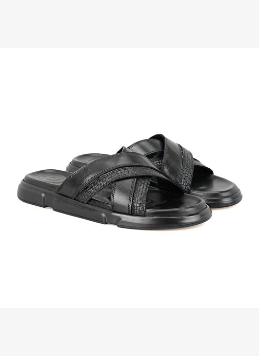 Samuel Siyah Erkek Deri Terlik - Görsel 2