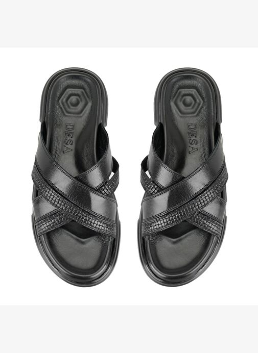 Samuel Siyah Erkek Deri Terlik - Görsel 5