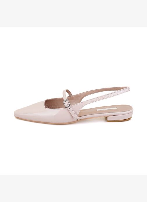 Kadın Pudra Ayarlanabilir Tokalı Deri Babet - Görsel 4