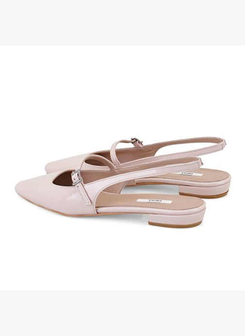 Kadın Pudra Ayarlanabilir Tokalı Deri Babet - Görsel 5