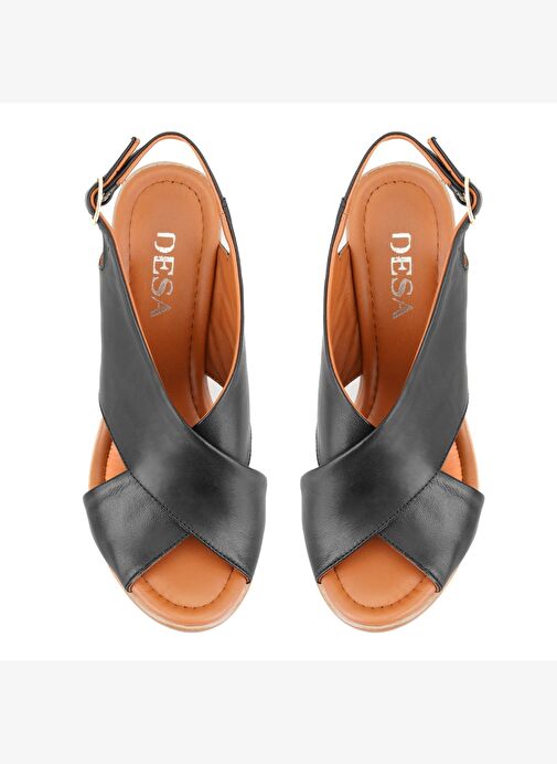 Desa Desa Kadın Siyah Topuklu Deri Sandalet Sandalet & Terlik | Boyner Siyah - 5. görsel