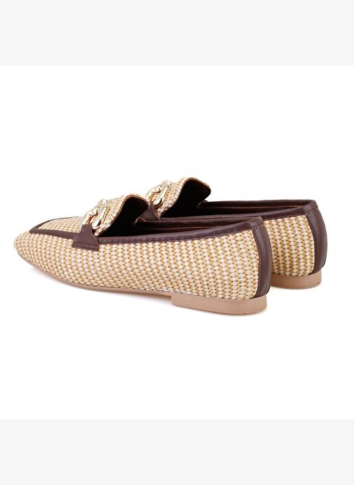 Kadın Kahve Hasır Loafer - Görsel 6