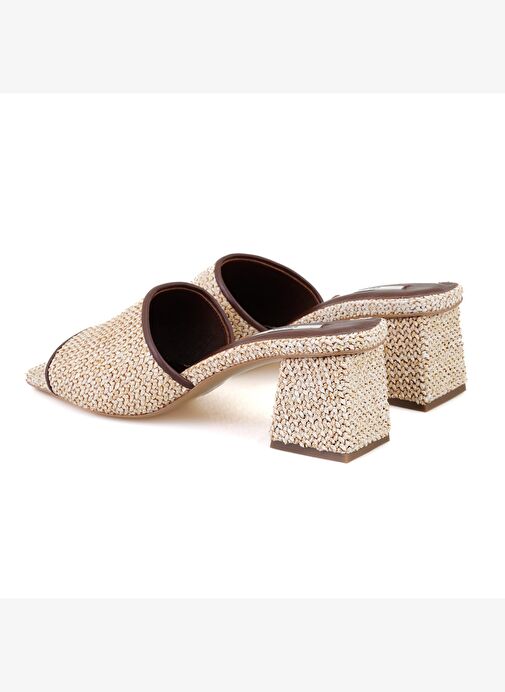 Kadın Kahve Topuklu Hasır Terlik - Görsel 5