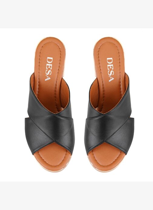 Kadın Siyah Topuklu Deri Terlik - Görsel 5