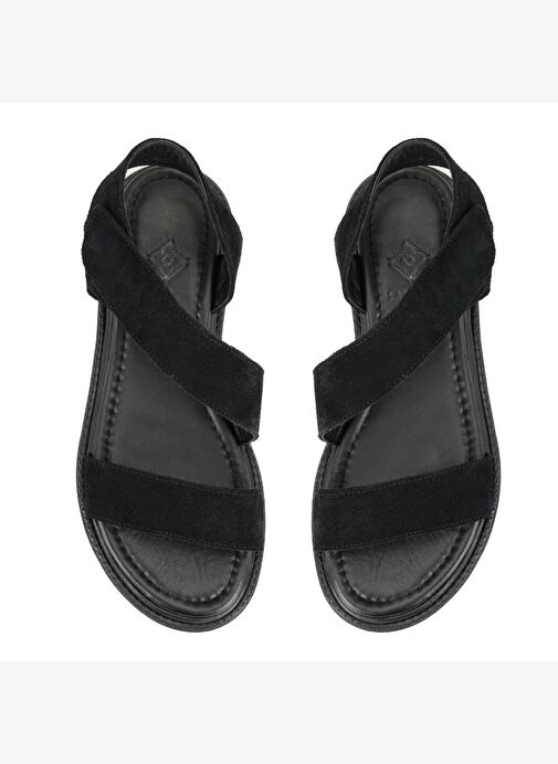 Carlene Siyah Kadın Süet Deri Sandalet - Görsel 6