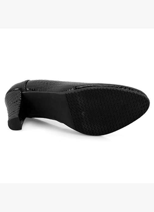 Kadın Siyah DesaComfort Kroko Baskılı Deri Klasik Ayakkabı - Görsel 6