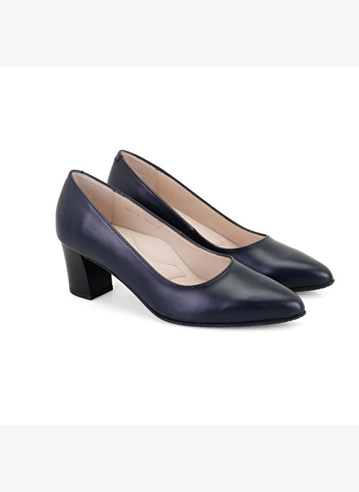 Kadın Lacivert DesaComfort Topuklu Deri Klasik Ayakkabı - Görsel 2