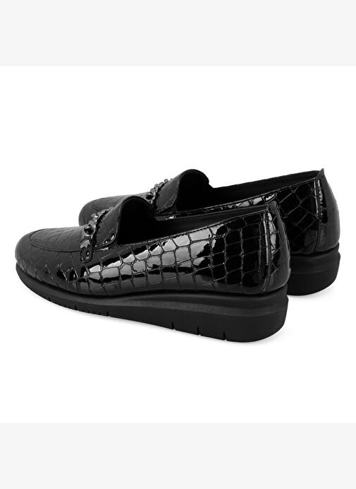 Kadın Siyah DesaComfort Kroko Baskılı Deri Günlük Ayakkabı - Görsel 5