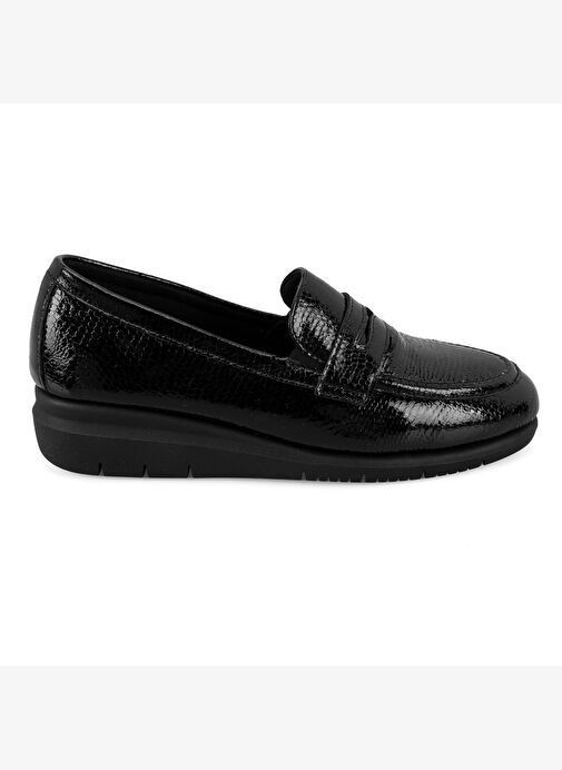 Kadın Siyah DesaComfort Kroko Baskılı Deri Günlük Ayakkabı - Görsel 3