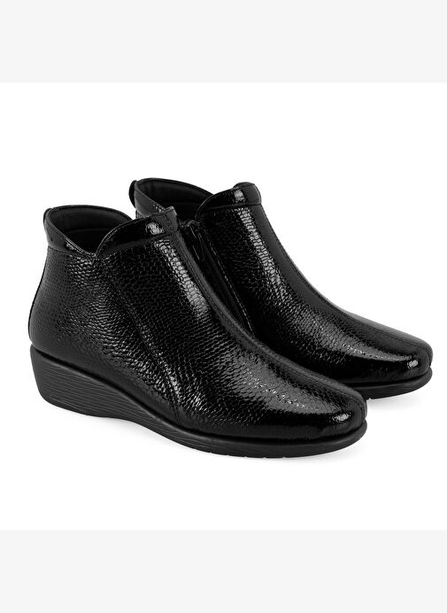 Jailyn Siyah Kadın DesaComfort Fermuarlı Deri Bot - Görsel 2
