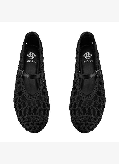 Kadın Siyah Ayarlanabilir Tokalı Hasır Babet - Görsel 6