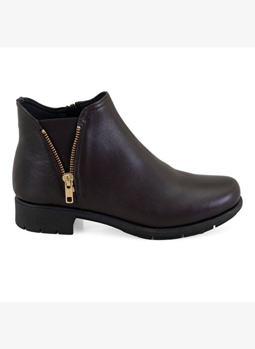 Karlee Kahve Kadın DesaComfort Fermuarlı Deri Bot - Görsel 3