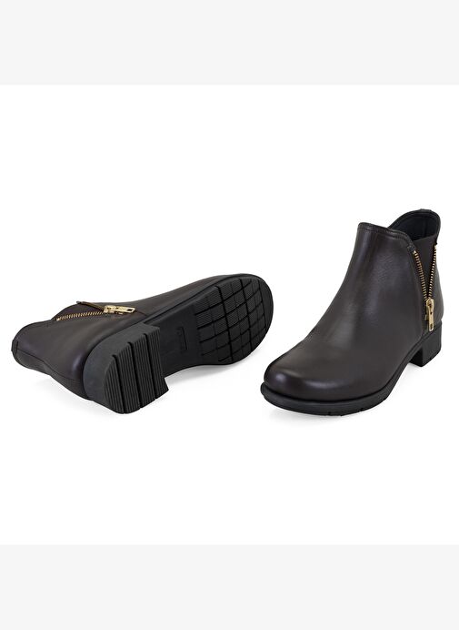 Karlee Kahve Kadın DesaComfort Fermuarlı Deri Bot - Görsel 5