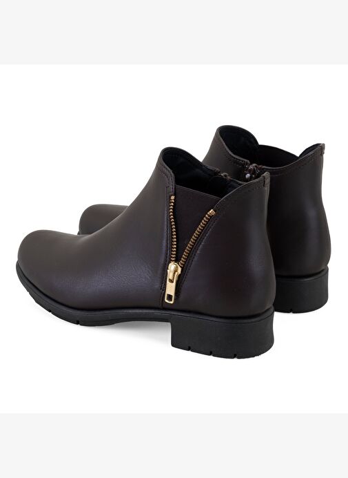 Karlee Kahve Kadın DesaComfort Fermuarlı Deri Bot - Görsel 7