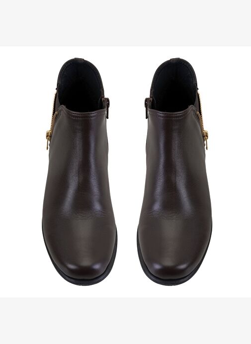 Karlee Kahve Kadın DesaComfort Fermuarlı Deri Bot - Görsel 8