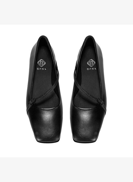 Kadın Siyah Ayarlanabilir Tokalı Deri Babet - Görsel 5