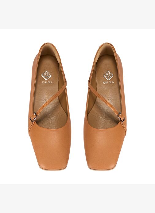 Kadın Taba Ayarlanabilir Tokalı Deri Babet - Görsel 3