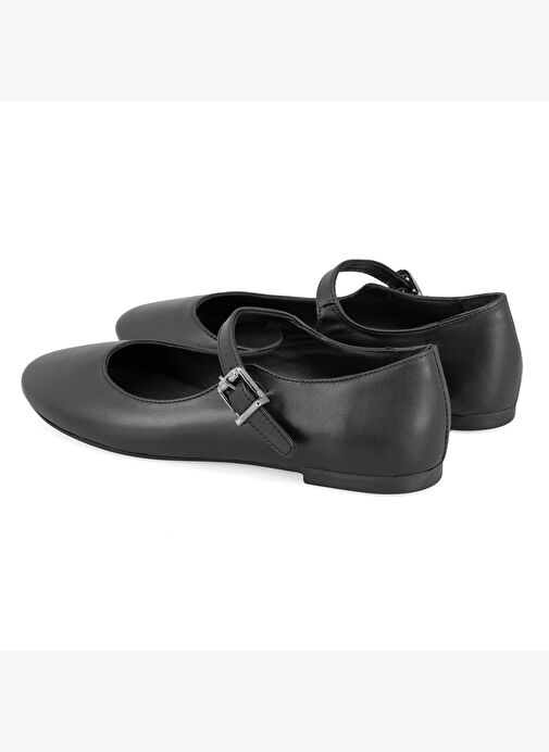 Kadın Siyah Mary Jane Deri Babet - Görsel 5