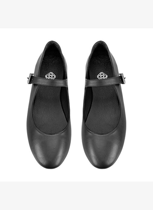 Kadın Siyah Mary Jane Deri Babet - Görsel 8