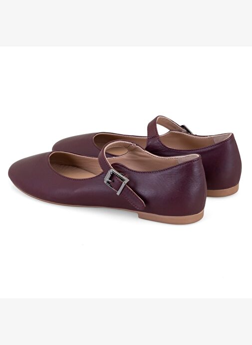 Kadın Bordo Mary Jane Deri Babet - Görsel 7