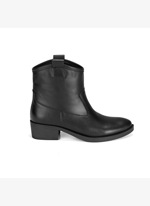 Colleen Siyah Kadın Topuklu Deri Kovboy Botu - Görsel 3