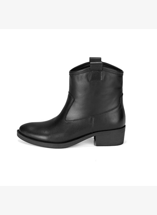 Colleen Siyah Kadın Topuklu Deri Kovboy Botu - Görsel 5