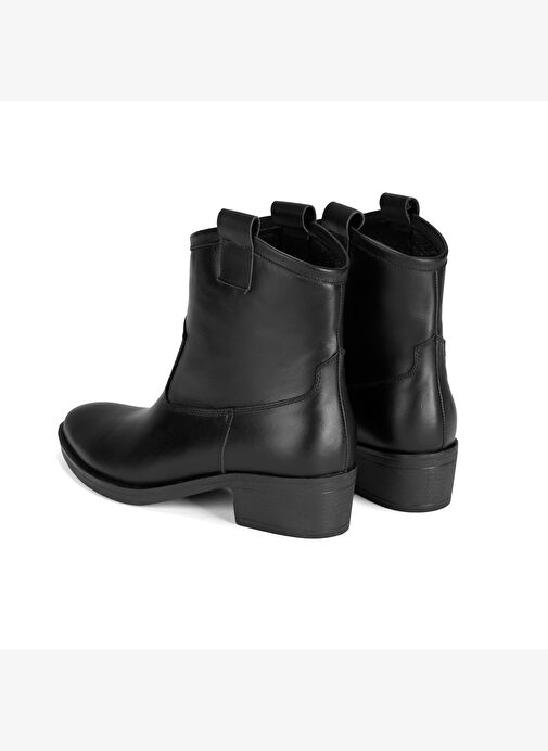 Colleen Siyah Kadın Topuklu Deri Kovboy Botu - Görsel 8