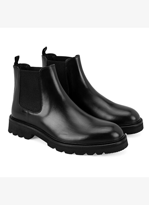 Gage Siyah Erkek Lastikli Deri Chelsea Bot - Görsel 2
