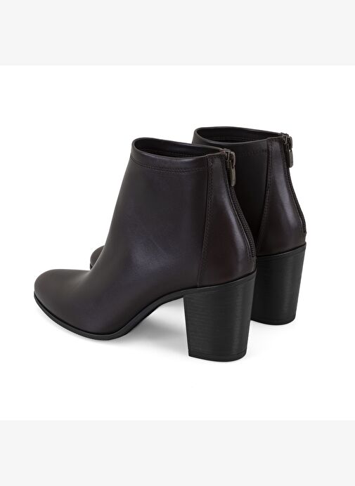 Nillie Kahve Kadın Fermuarlı Topuklu Deri Bot - Görsel 5