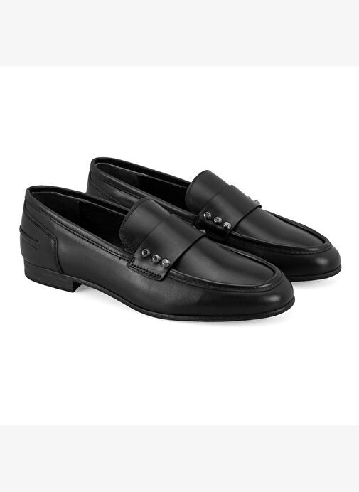Kadın Siyah Deri Loafer - Görsel 2