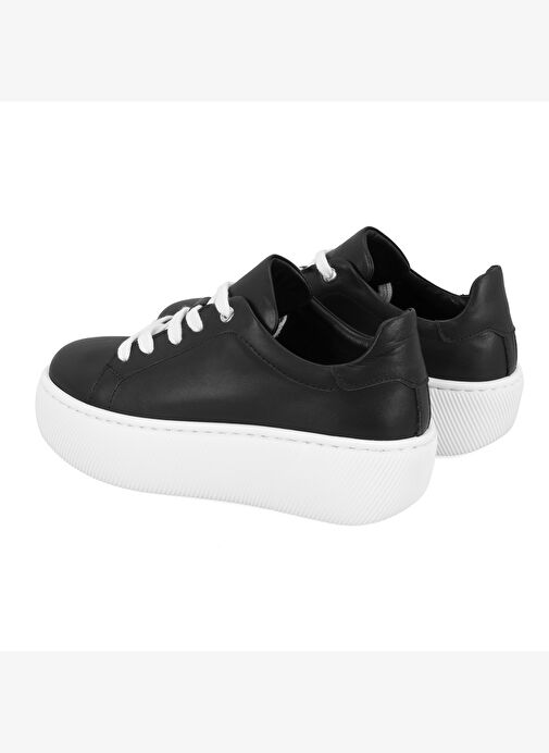 Kadın Siyah Deri Sneaker - Görsel 5