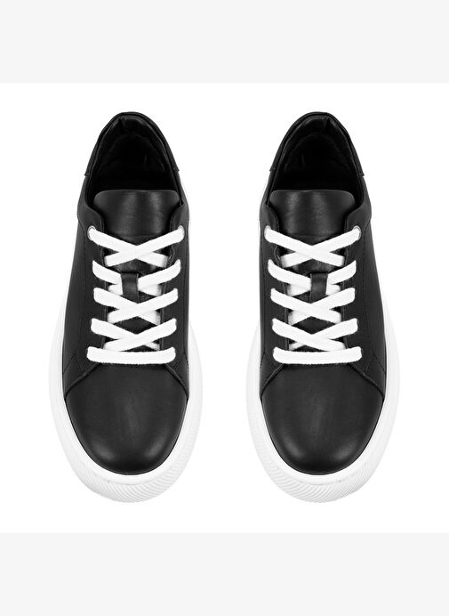 Kadın Siyah Deri Sneaker - Görsel 7
