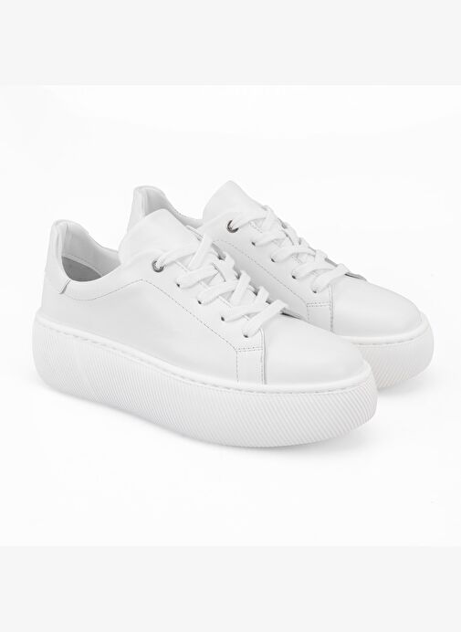 Kadın Beyaz Deri Sneaker - Görsel 2